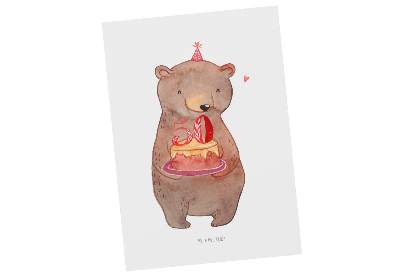 Mr. & Mrs. Panda Postkarte Bär Torte 50. Geburtstag