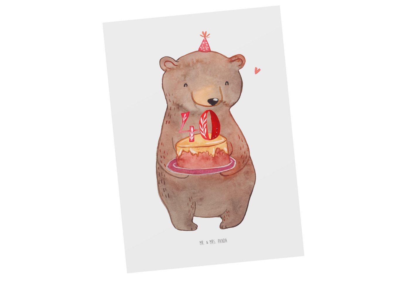 Mr. & Mrs. Panda Postkarte Bär Torte 40. Geburtstag