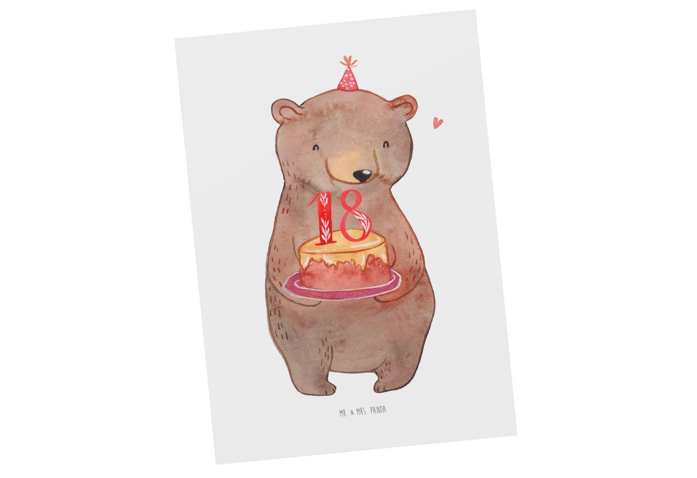 Mr. & Mrs. Panda Postkarte Bär Torte 18. Geburtstag