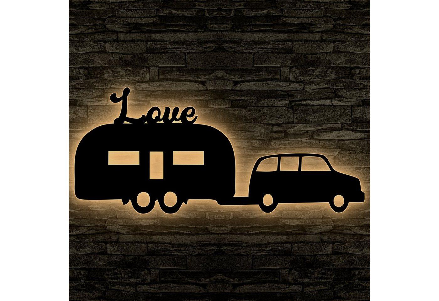 LEON FOLIEN Dekofigur Wohnwagen Anhänger Auto LED Deko Nachtlicht PKW Buche #19
