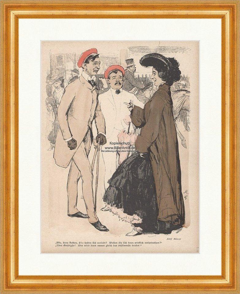 Kunstdruck Verlobt Jugendstil Adolf Münzer Doktor Heiraten Hochzeit Jugend 1833 G