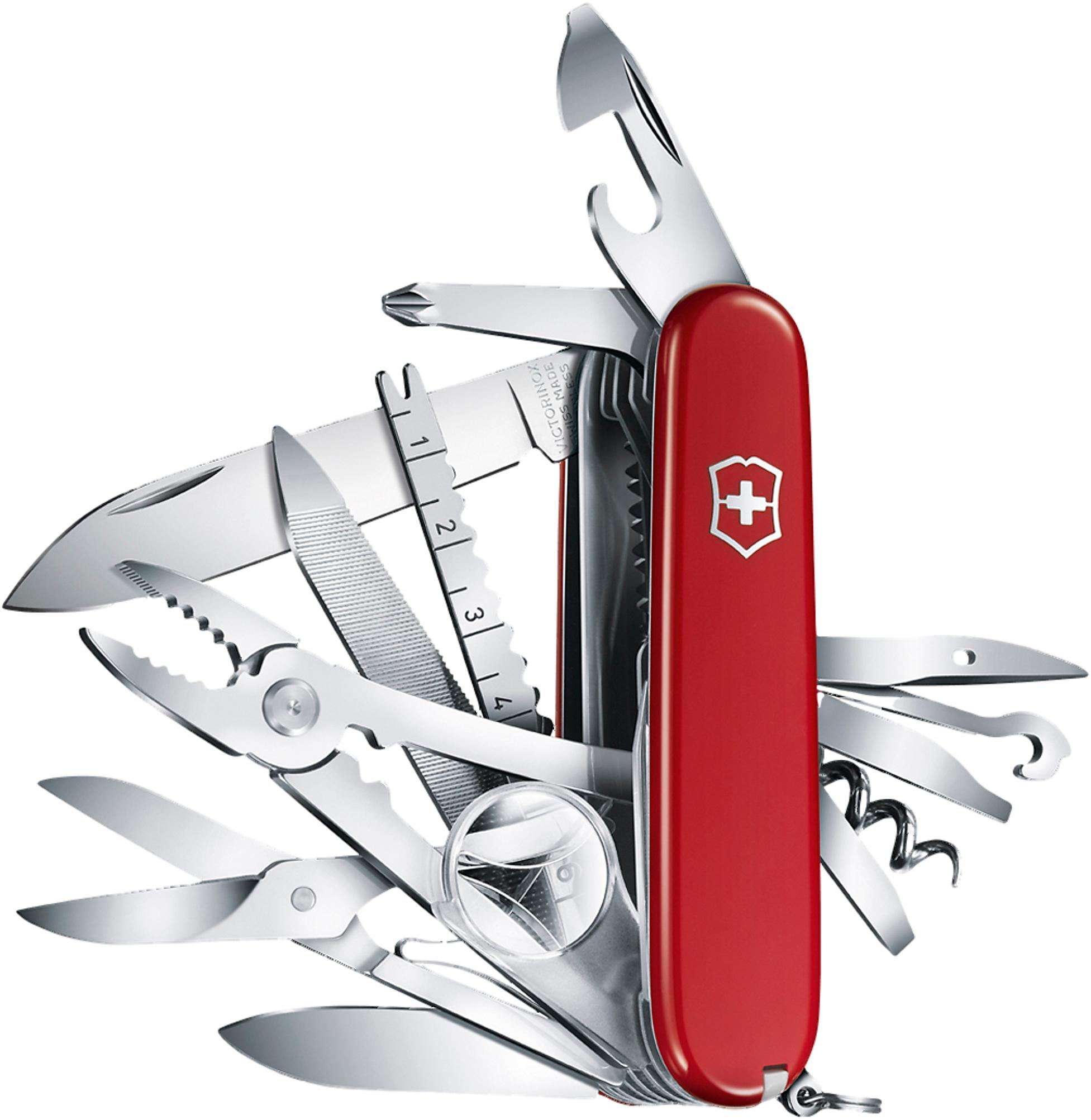 VICTORINOX Taschenmesser "Swiss Champ", mit Lederetui, ABS/Cellidor, rot