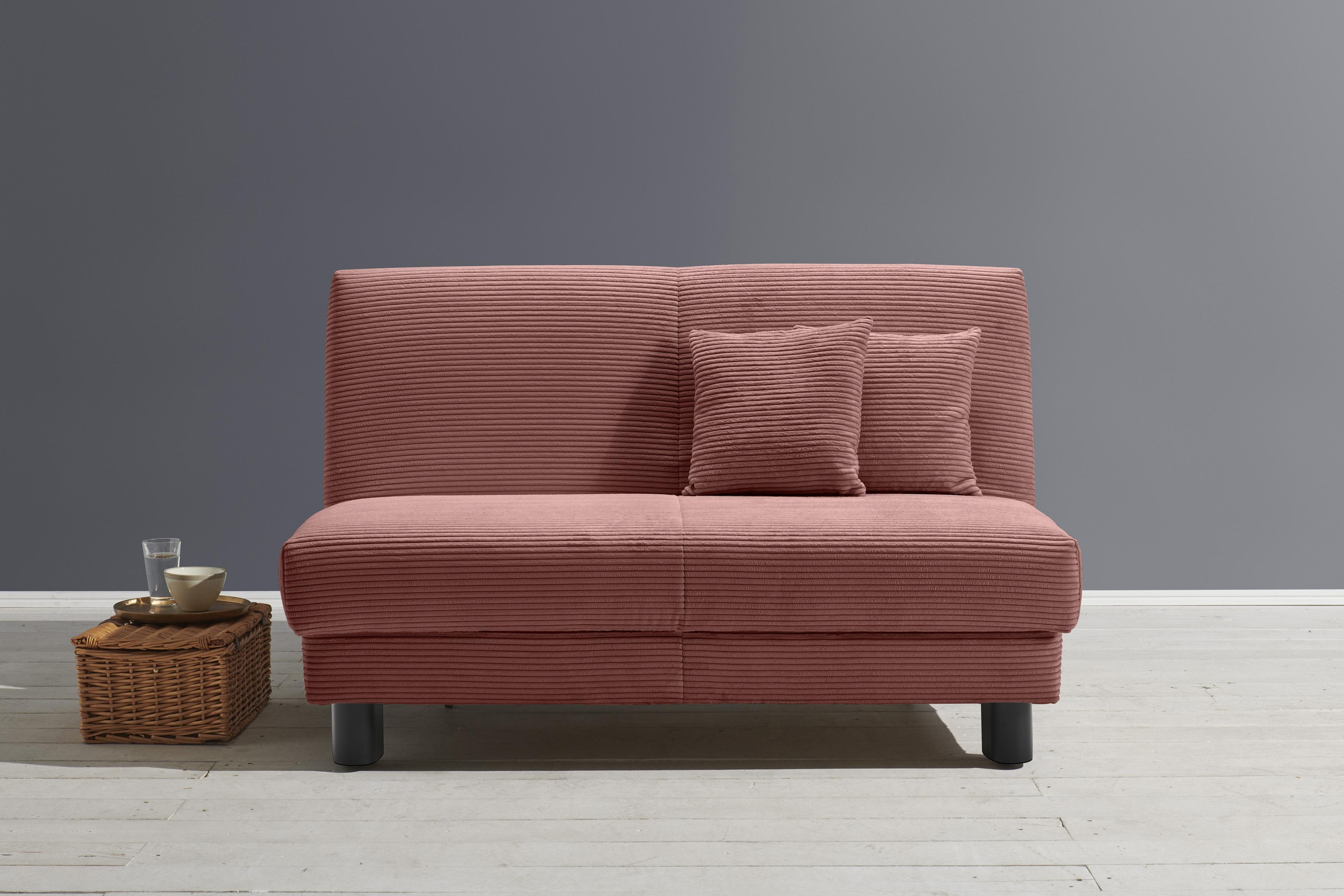 Schlafsofa ELL + "Enny" Sofas Gr. B/H/T: 145 cm x 90 cm x 100 cm, Cord, Gel-Sandwichpolster, Sitzhöhe 45 cm, rot Einzelsofas