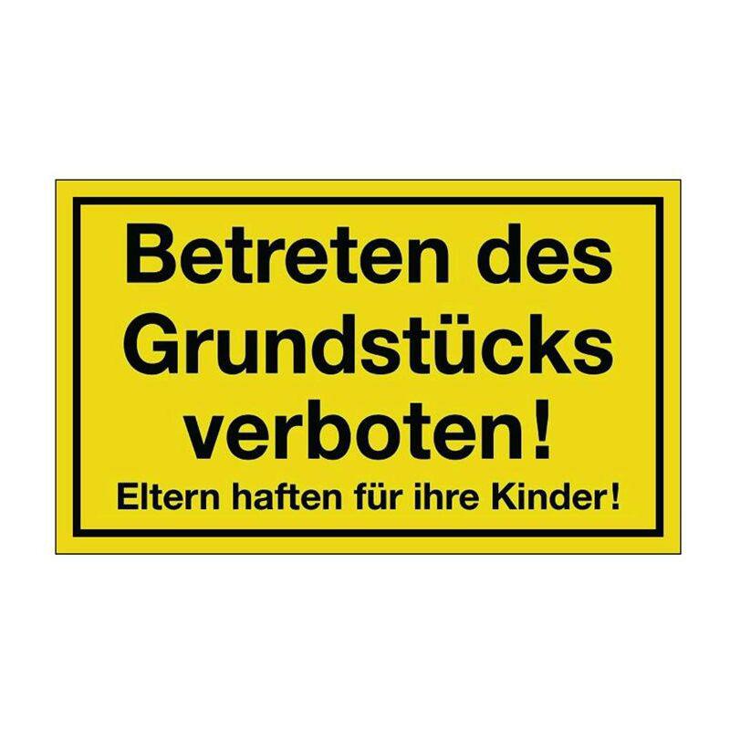 Hinweiszeichen Grundstück betreten verboten L250xB150 mm gelb schwarz Kunststoff