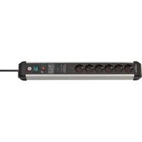 Premium-Protect-Line Steckdosenleiste 6-fach schwarz/aluminium, 3 Meter, 60.000A Überspannungsschutz