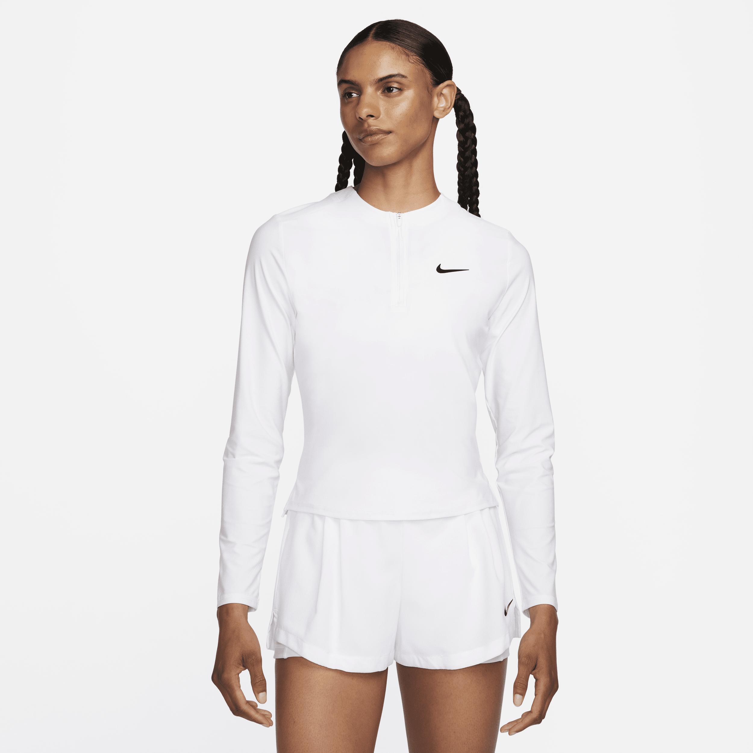 NikeCourt Advantage Dri-FIT Tennis-Mittelschicht mit Viertelreißverschluss für Damen - Weiß