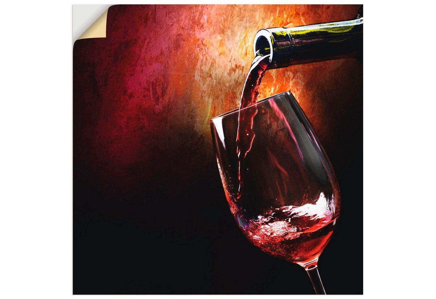 Artland Wandbild Wein - Rotwein, Getränke (1 St), als Alubild, Outdoorbild, Leinwandbild, Poster, Wandaufkleber, rot