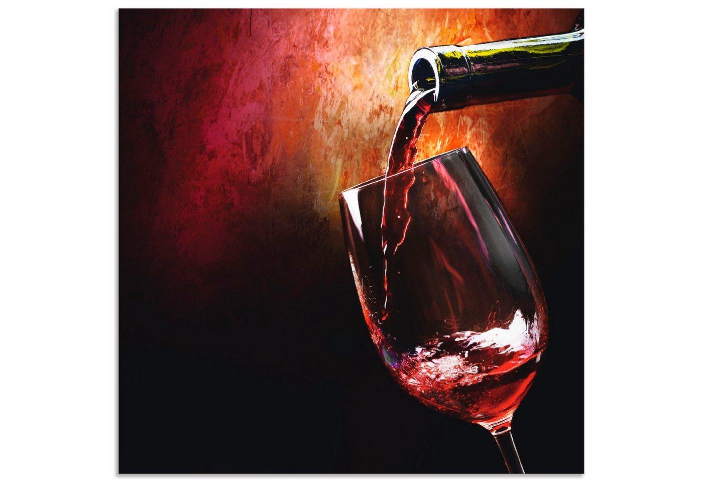 Artland Wandbild Wein - Rotwein, Getränke (1 St), als Alubild, Outdoorbild, Leinwandbild, Poster, Wandaufkleber, rot