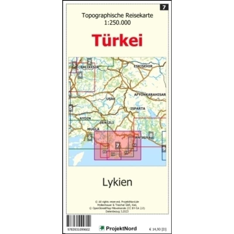 Lykien - Topographische Reisekarte 1:250.000 Türkei (Blatt 7) - Jens Uwe Mollenhauer, Karte (im Sinne von Landkarte)