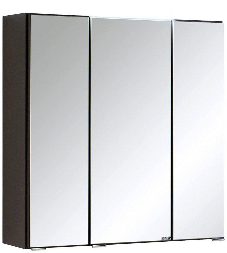 HELD MÖBEL Spiegelschrank Texas Spiegel Badmöbel Badschrank Badspiegel Bestseller mit 3 Türen, Breite 60cm, wahlweise mit LED, Badezimmerspiegelschrank, grau