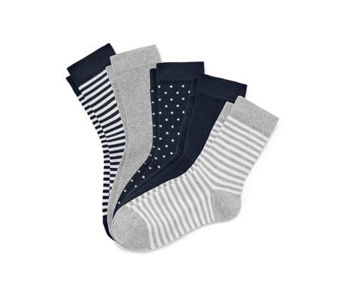 5 Paar Socken - Dunkelblau/Gestreift - Gr.: 35-38