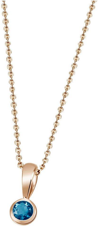Firetti Kette mit Anhänger Schmuck Geschenk Gold 375 Gold 585 Halsschmuck Halskette Solitär, mit unterschiedlichen Edelsteinen, blau