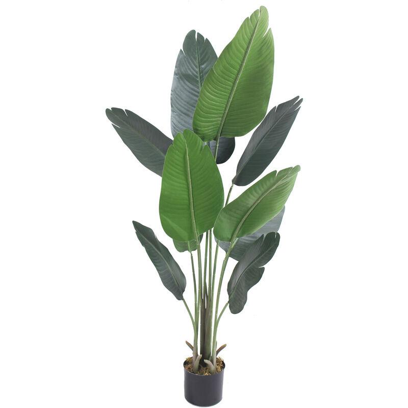 Decovego - Bananenbaum Bananenstaude Kunstpflanze Künstliche Pflanze 130 cm Kunstblume Kunstbaum Innendekoration Kunst Pflanze wie echt im Topf