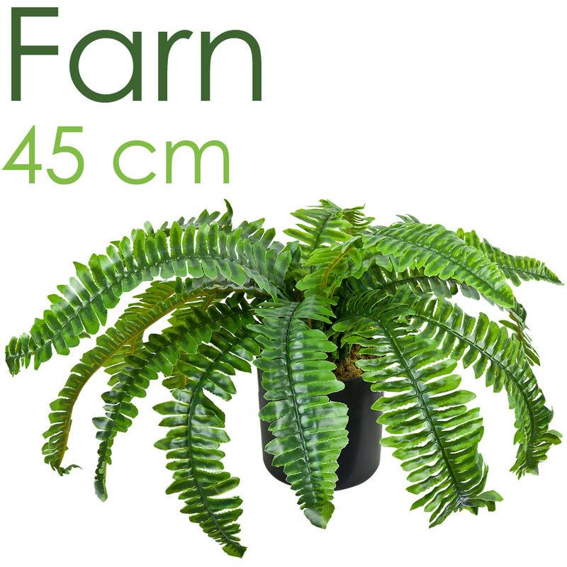 Decovego - Künstlicher Farn Kunstpflanze Künstliche Pflanze 45 cm Kunstblume Innendekoration Kunst Pflanze wie echt im Topf