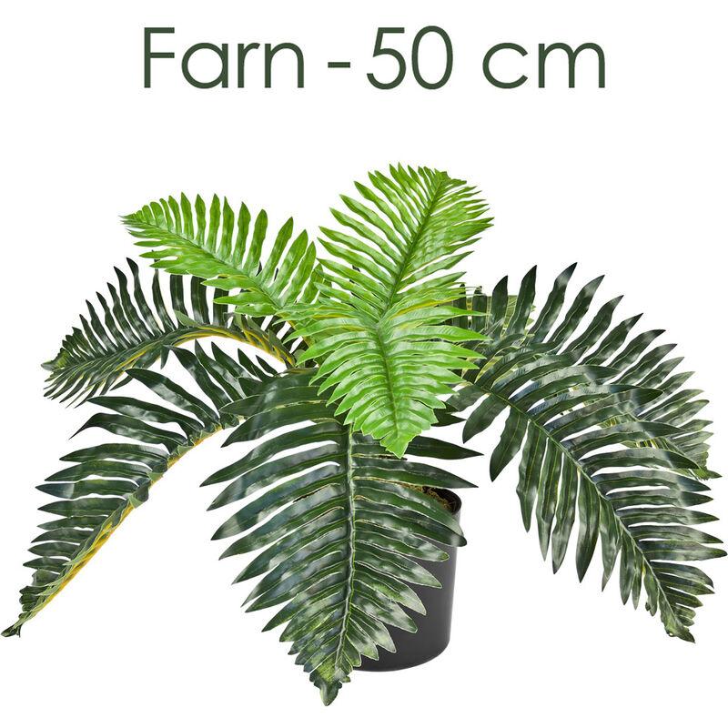 Decovego - Künstlicher Farn Kunstpflanze Künstliche Pflanze 50 cm Kunstblume Innendekoration Kunst Pflanze wie echt im Topf