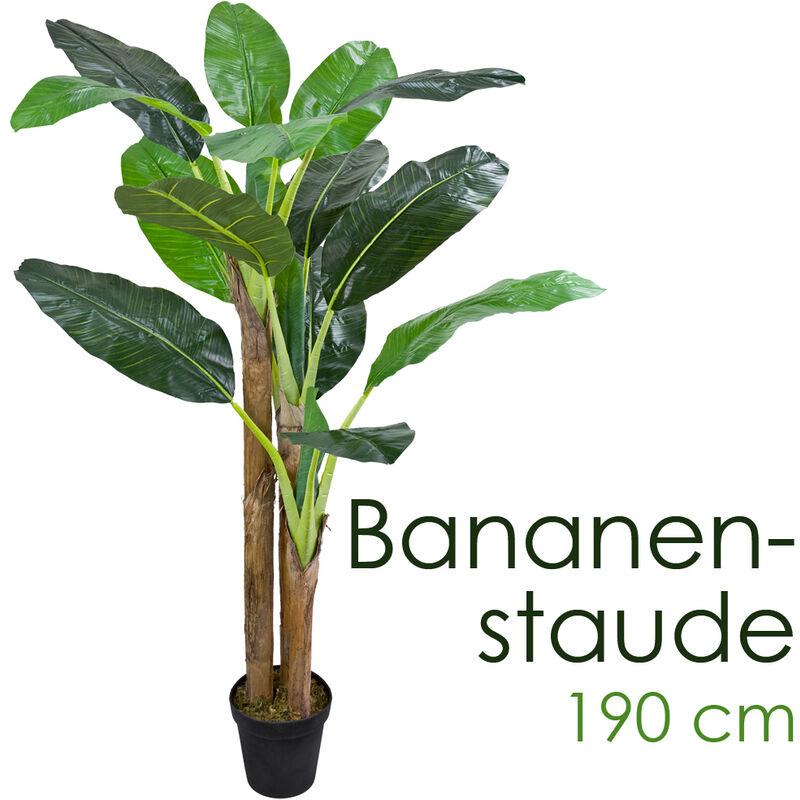 Bananenbaum Bananenstaude Kunstpflanze Künstliche Pflanze 190 cm Kunstblume Innendekoration Kunst Pflanze wie echt im Topf Decovego