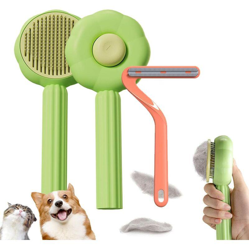 Kinsi - Katzenbürste, Tierhaarbürste, einfache Entfernung von losen und verfilzten Haaren (grün)