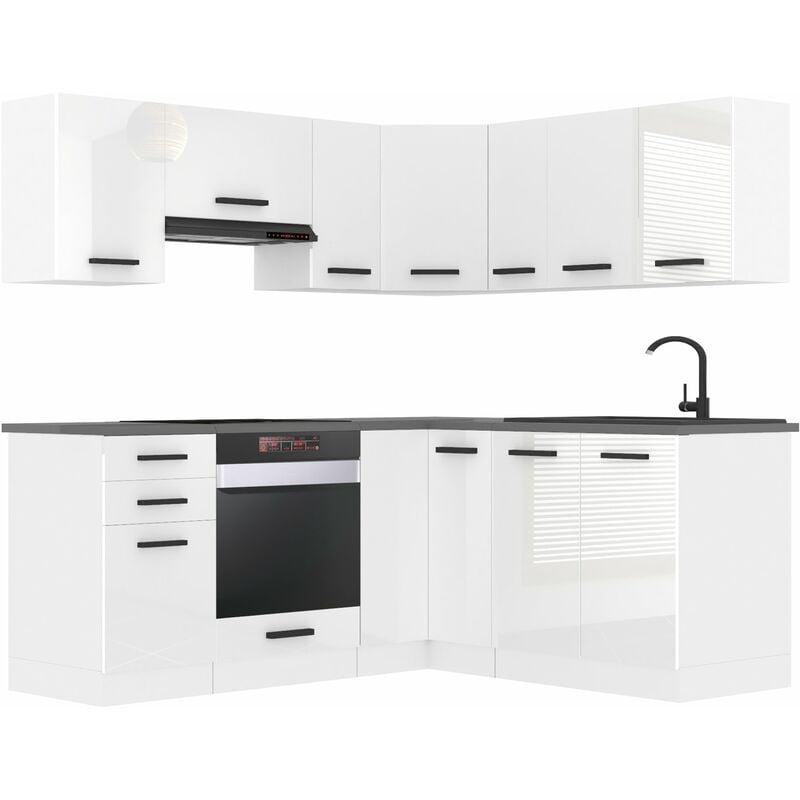 Belini - Küchenzeile Küchenblock Küche L-Form Sarah Küchenmöbel mit Griffe, Einbauküche ohne Elektrogeräten mit Hängeschränke und Unterschränke, ohne