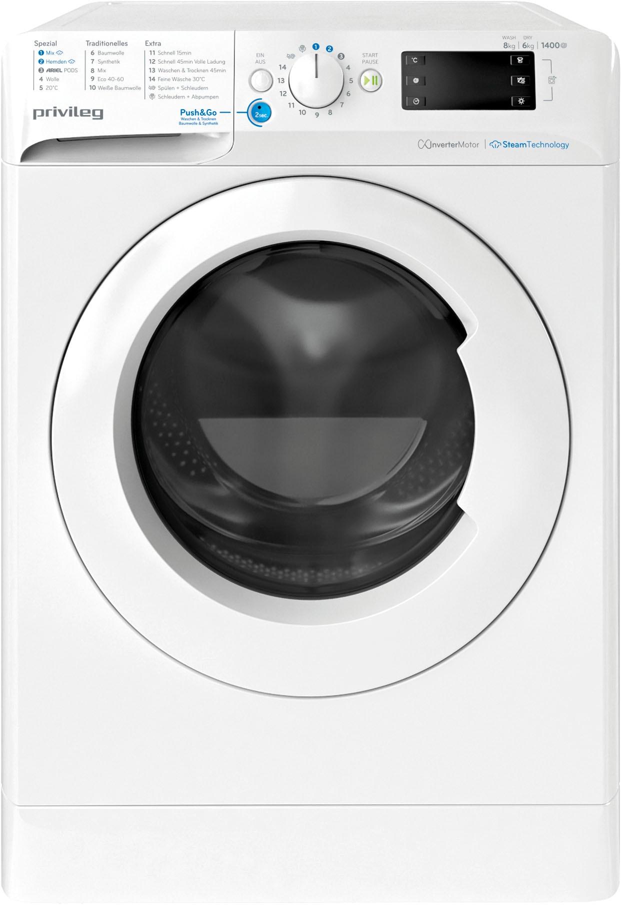 D (A bis G) PRIVILEG Waschtrockner "PWWTV X 8645 DE" weiß Waschtrockner
