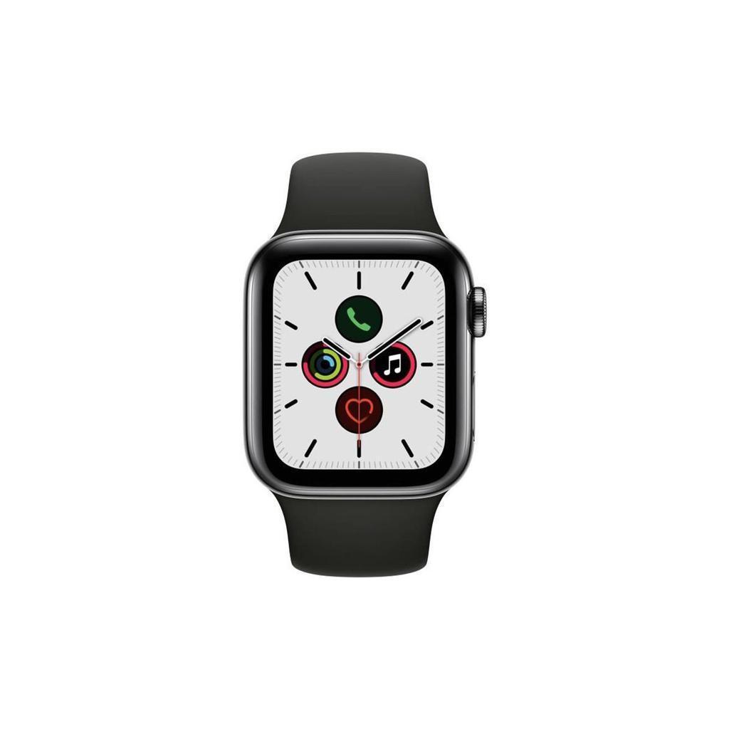 Apple Watch (Series 5) 2019 GPS + Cellular 40 mm - Rostfreier Stahl Schwarz - Sportarmband Schwarz