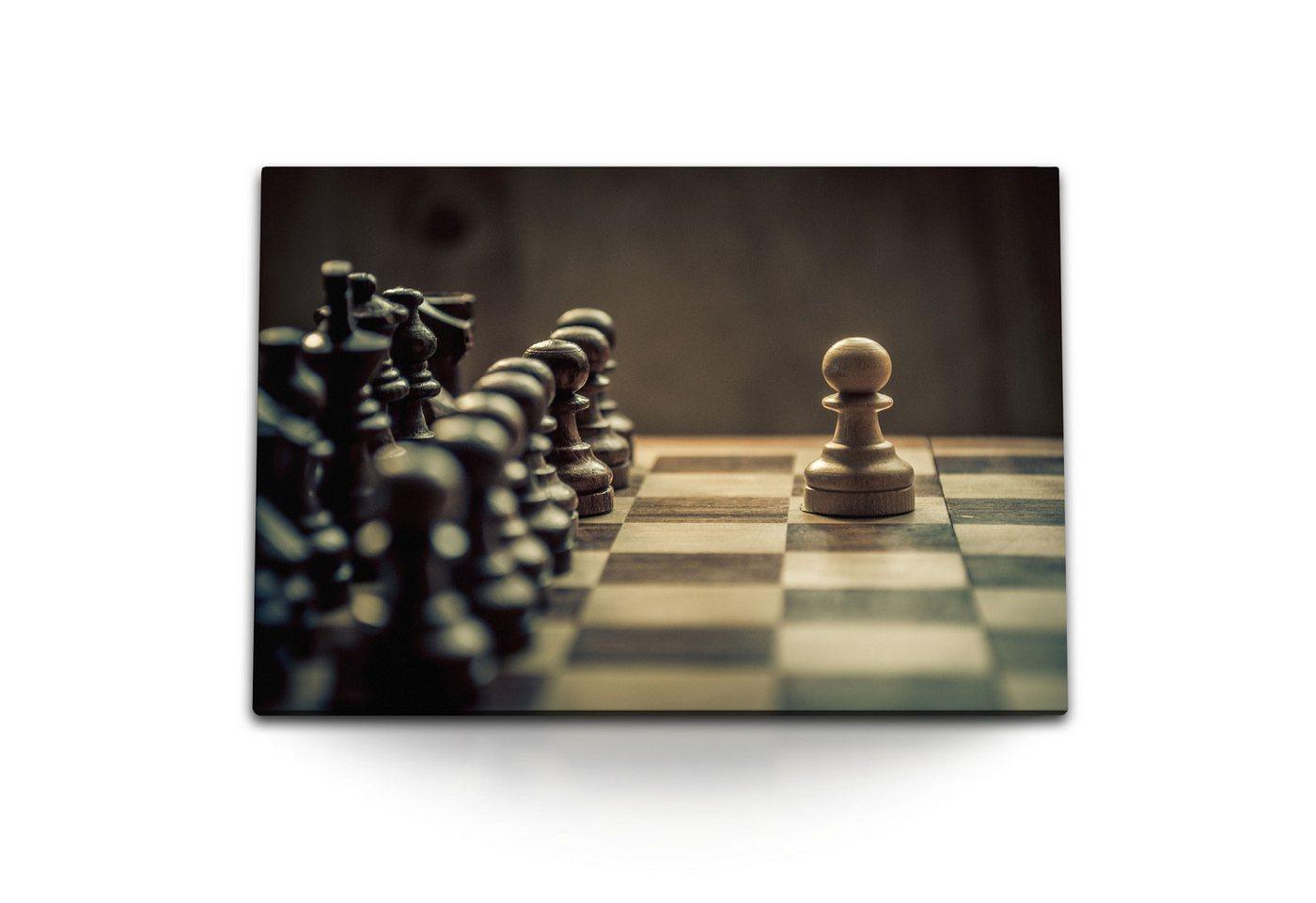 Sinus Art Leinwandbild 120x80cm Wandbild auf Leinwand Schach Schachspiel Schachbrett Schachfi