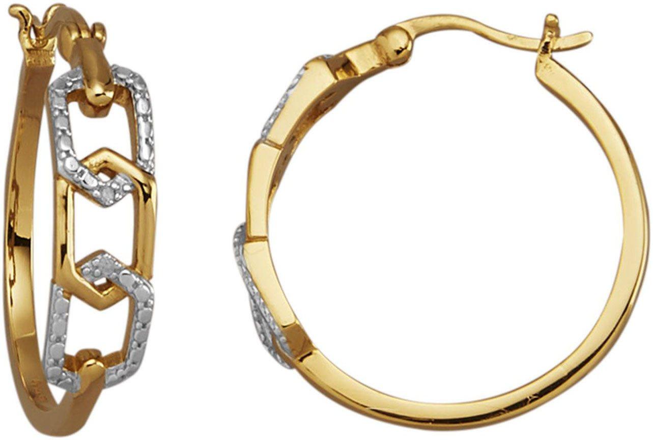Firetti Paar Creolen Schmuck Geschenk Silber 925 Ohrschmuck Ohrringe Kette Bicolor, mit Diamant, gelb|goldfarben|silberfarben