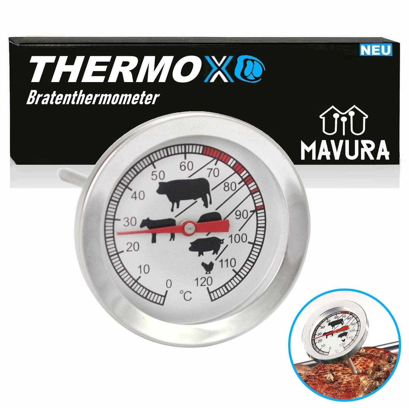 MAVURA Bratenthermometer THERMOX Analoges Fleisch- & Braten-Thermometer Backofenthermometer