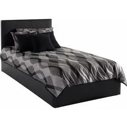 Polsterbett, schwarz, B:110cm L:210cm, Bezug Bett: Kunstleder;Bonnell-Federkernmatratze: Baumwoll-Mischgewebe (51% Polypropylen, 39% Polyester, 10% Ba