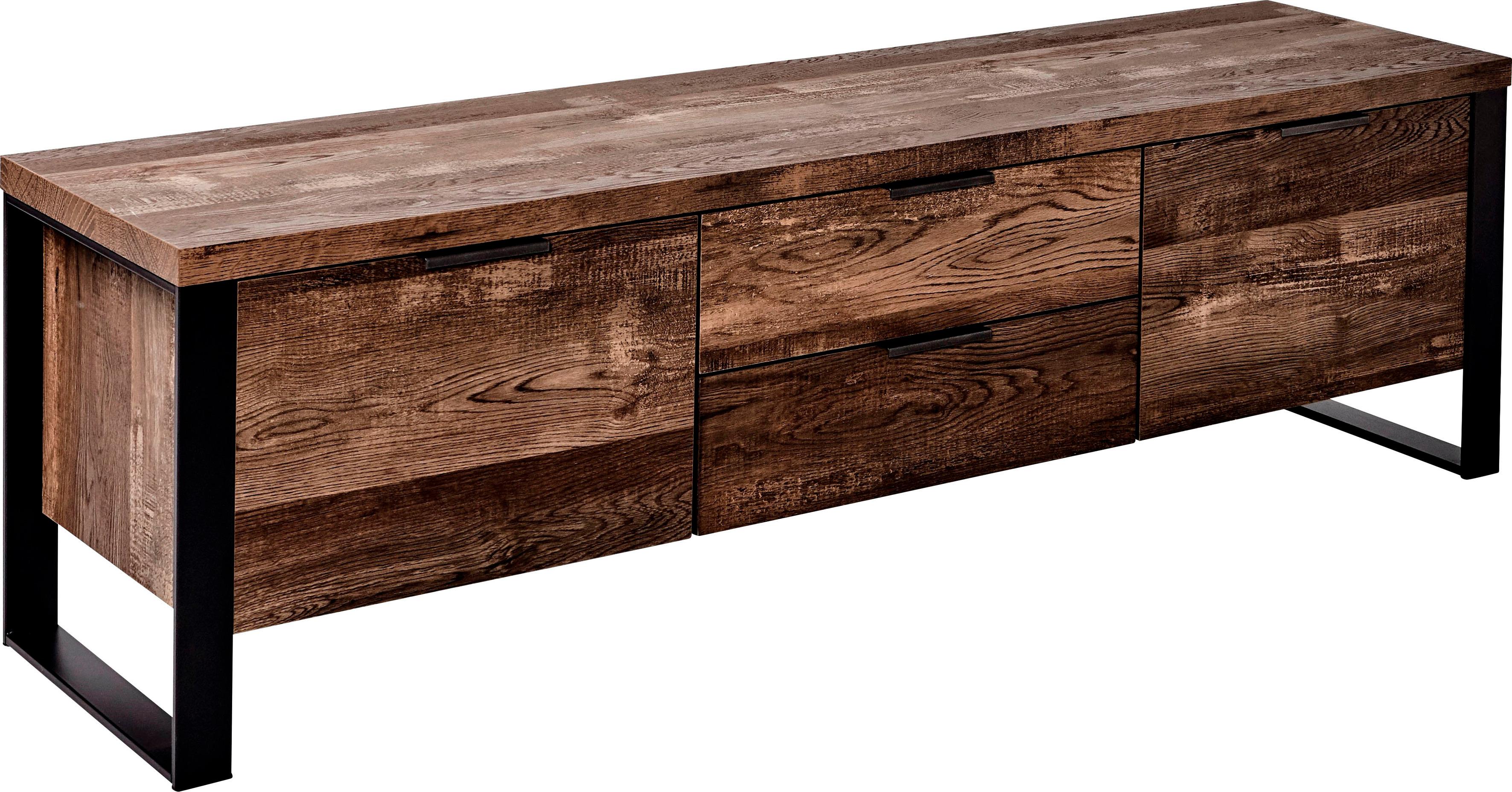 TV-Board JAHNKE "LOOP", braun (vintage eiche), B:152,4cm H:45cm T:39,5cm, Holzwerkstoff, Sideboards, TV-Board, Breite ca. 152 cm