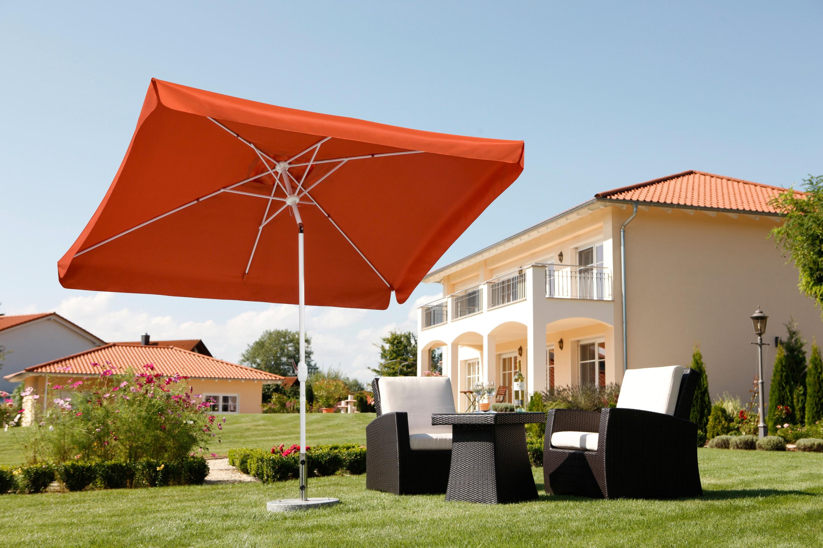 Rechteckschirm SCHNEIDER SCHIRME "Oslo", orange (terracotta), Obermaterial: 100% Polyester, Standschirme, abknickbar, ohne Schirmständer