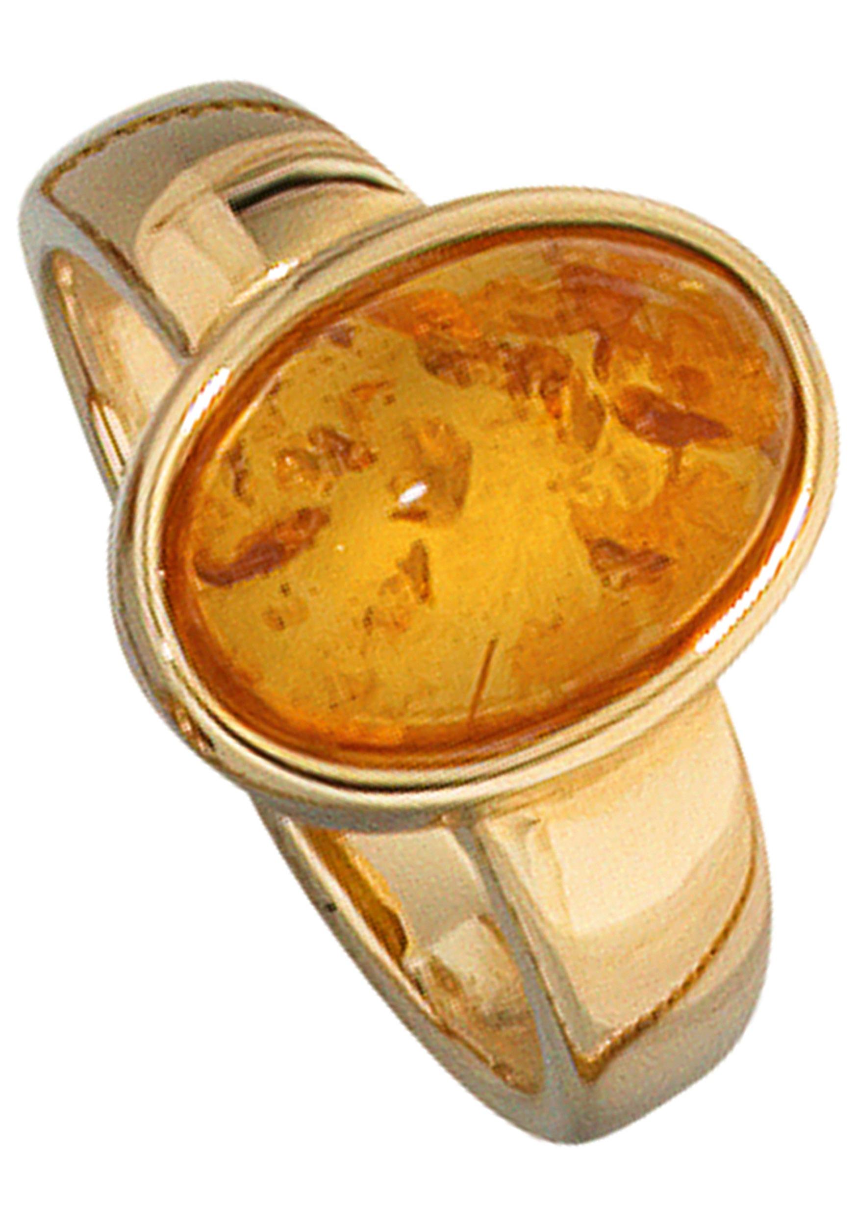 Goldring JOBO Gr. 50, gelb (gelbgold 585), Fingerringe, Damen, 50, Bernstein Gelbgold 585, Bernstein, Gelbgold 585, Goldring, 585 Gold mit Bernstein
