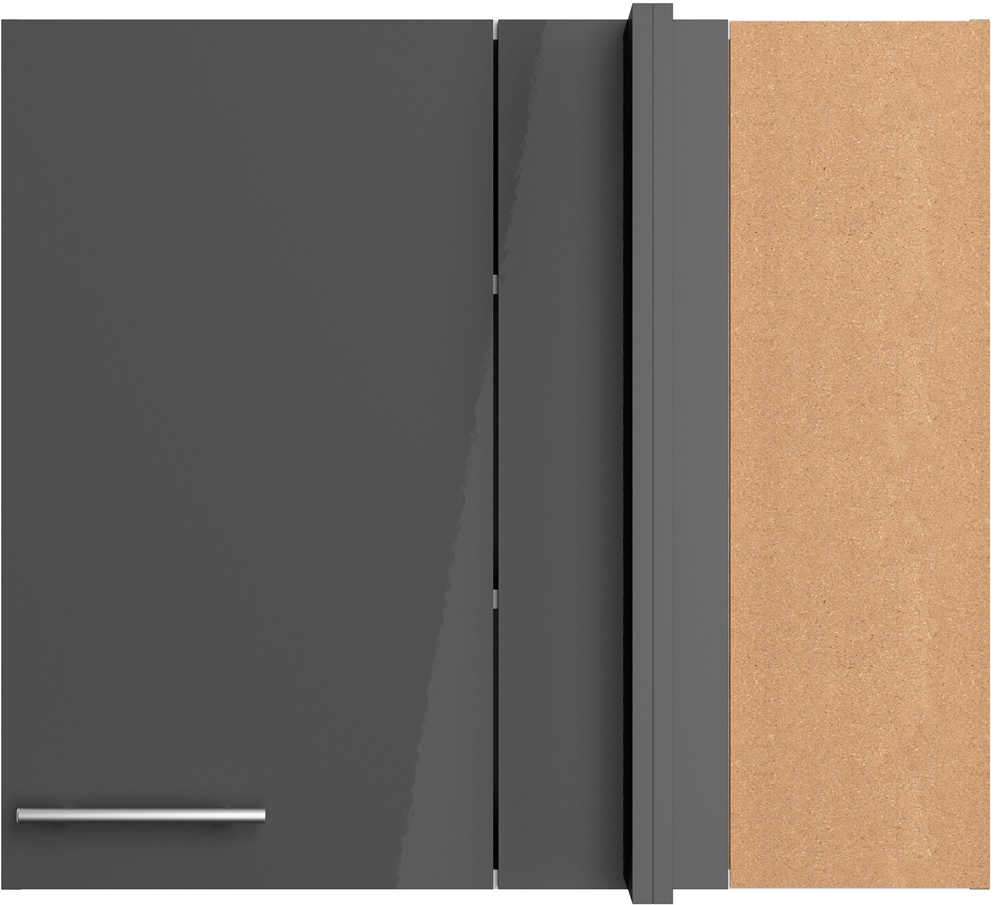 Eckhängeschrank OPTIFIT "Klara", schwarz (anthrazit, wildeiche), B:85cm H:70,4cm T:34,9cm, Holzwerkstoff, Schränke, Eckhängeschrank, Breite 80 x 45
