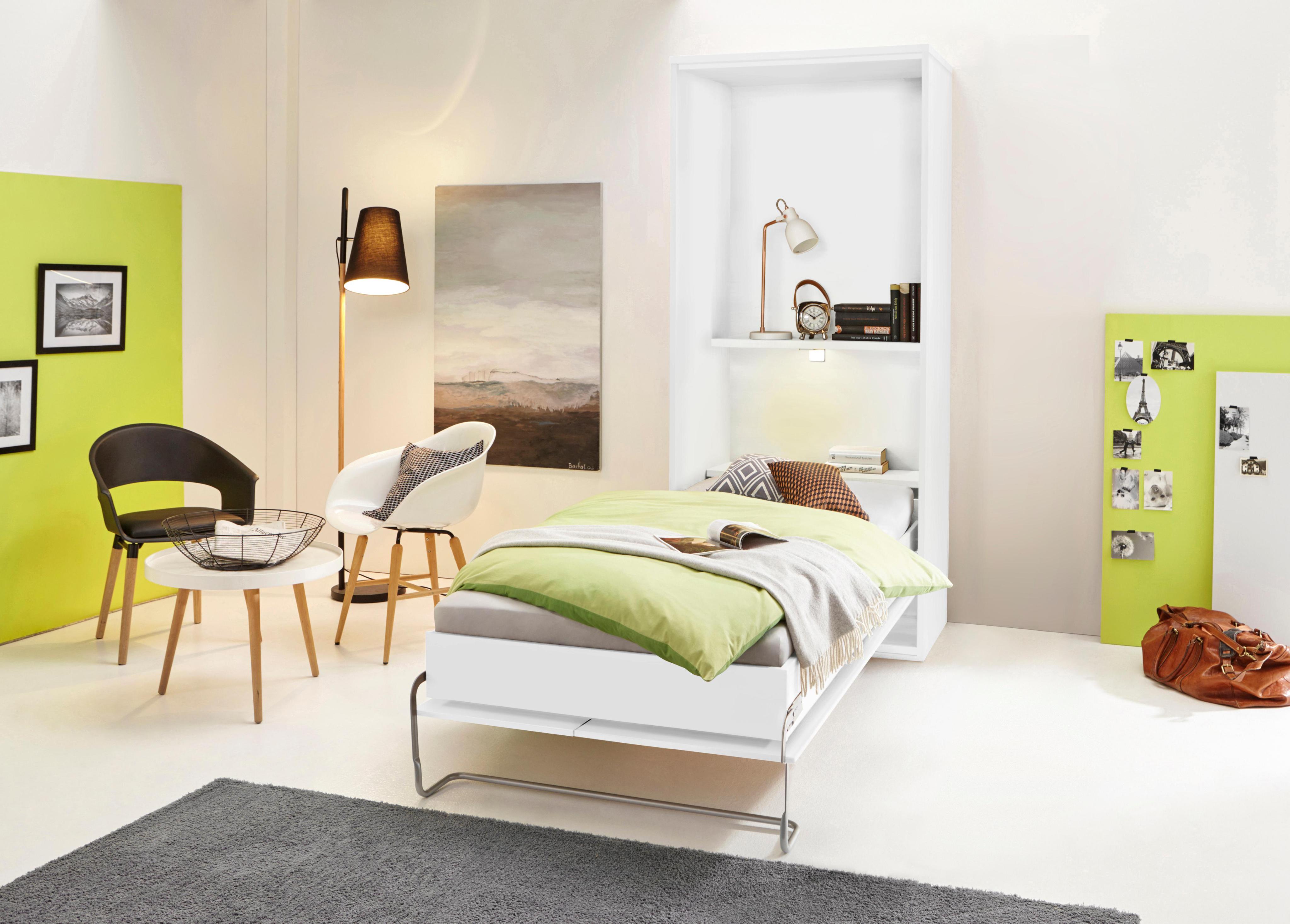 Schrankbett PRIESS "Ancona", weiß, H:211cm, Schrankbetten, mit Regal und LED-Beleuchtung