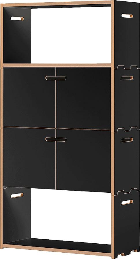 Mehrzweckregal TOJO "hochstapler 2x2-Set", grau (anthrazit), B:76cm H:143,9cm T:32cm, MDF, Regale, Bücherregal Standregal, in zwei Farben,