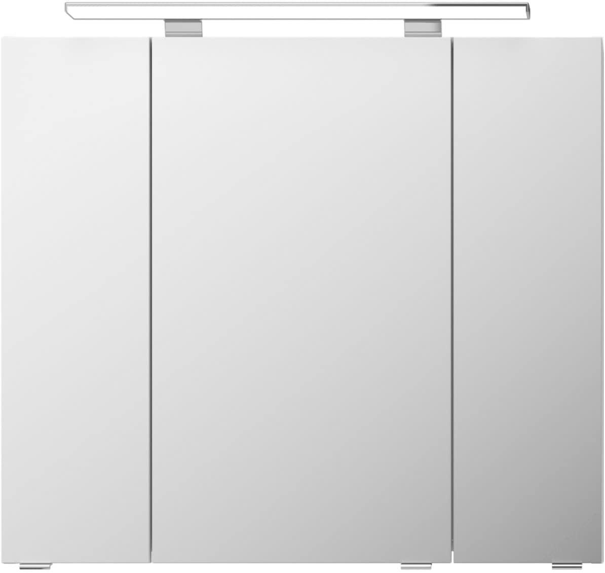 Badezimmerspiegelschrank SAPHIR "Serie 4010 Badezimmer-Spiegelschrank inkl. LED-Aufsatzleuchte", weiß (weiß glanz), B:80cm H:73,8cm T:17cm,