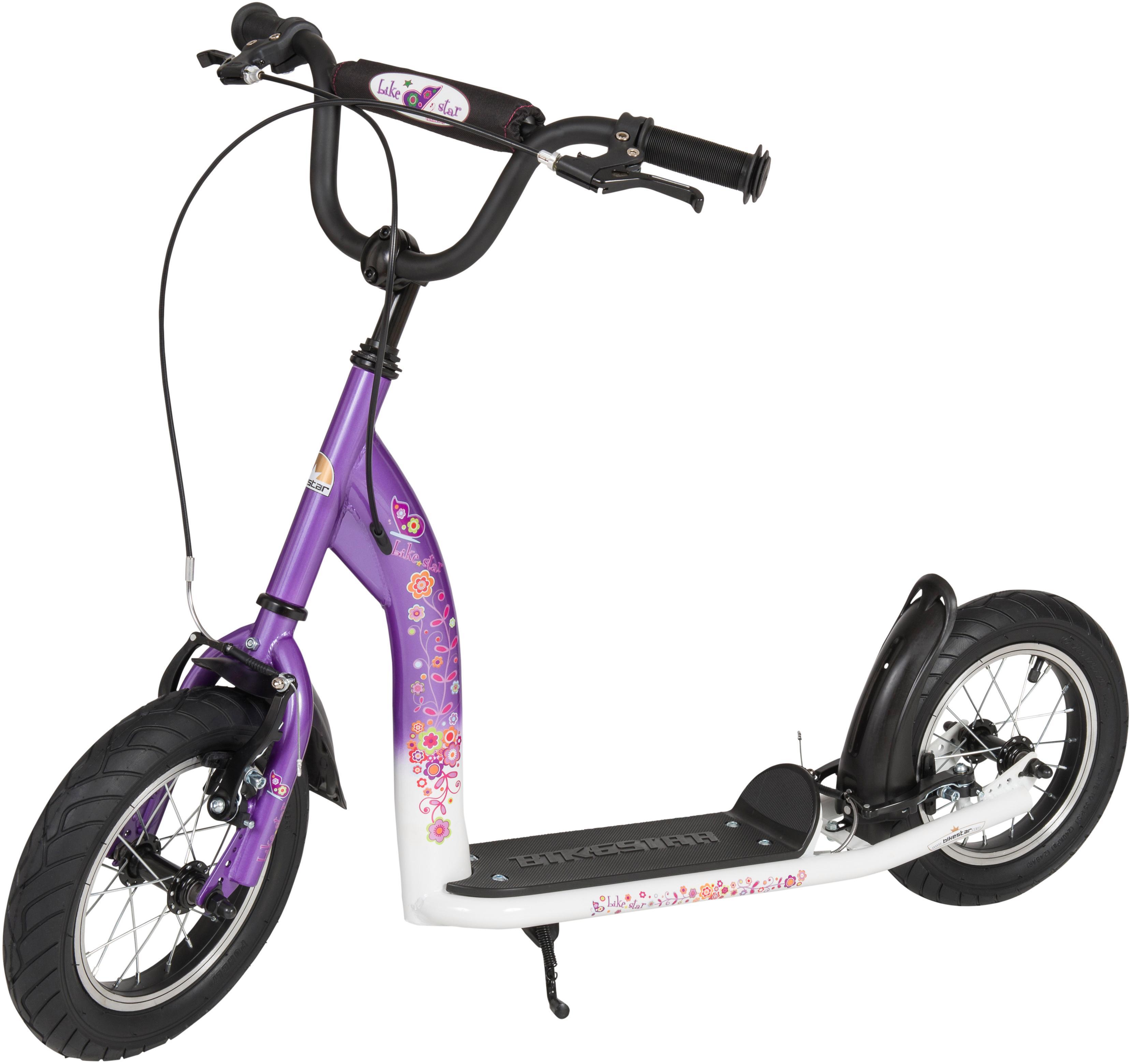 Scooter BIKESTAR, lila (violett, weiß), RollerB:51cm L:116cm, B:51cm L:116cm