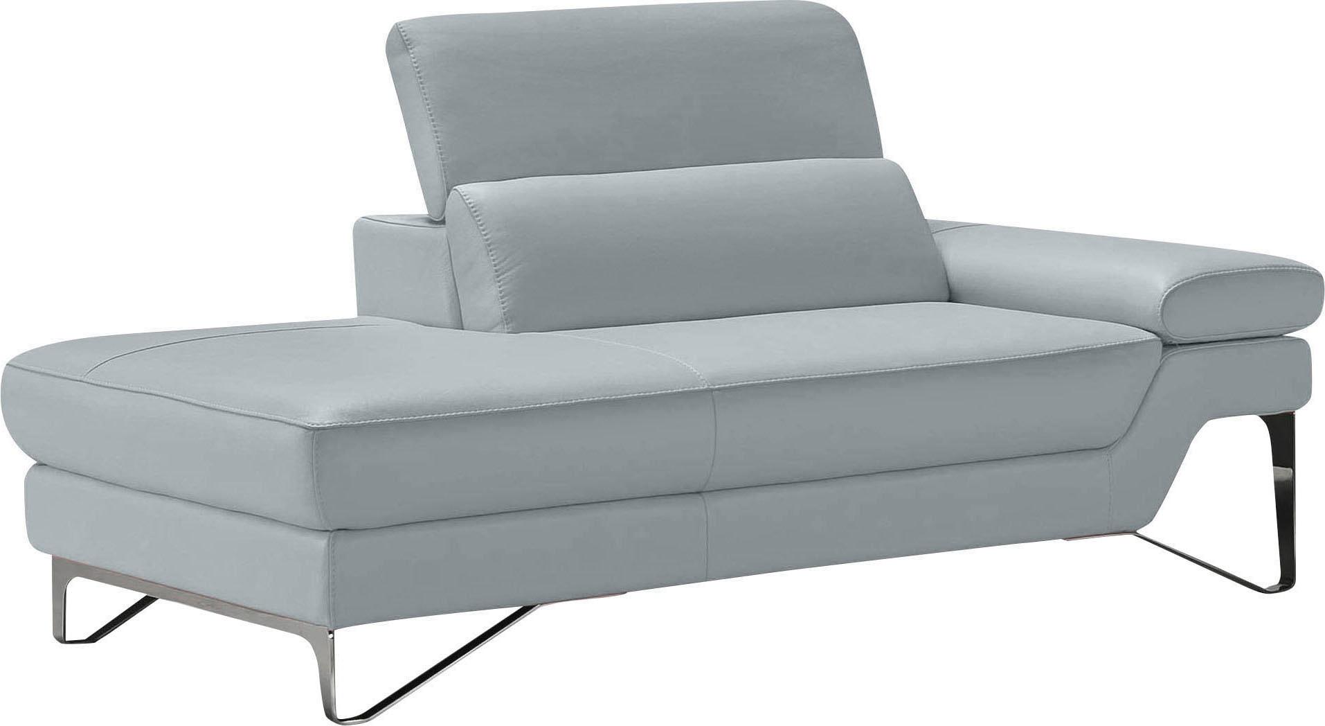 Ottomane EGOITALIANO "Princess, elegantes Designsofa mit erstklassigem Sitzkomfort", blau (himmelblau), B:177cm H:95cm T:108cm, Leder NUVOLE (Echtes Rindsleder). Halbnatürliches, halbnarbiges Rindsleder mit einer natürlichen Körnung von 1, 2 bis 1