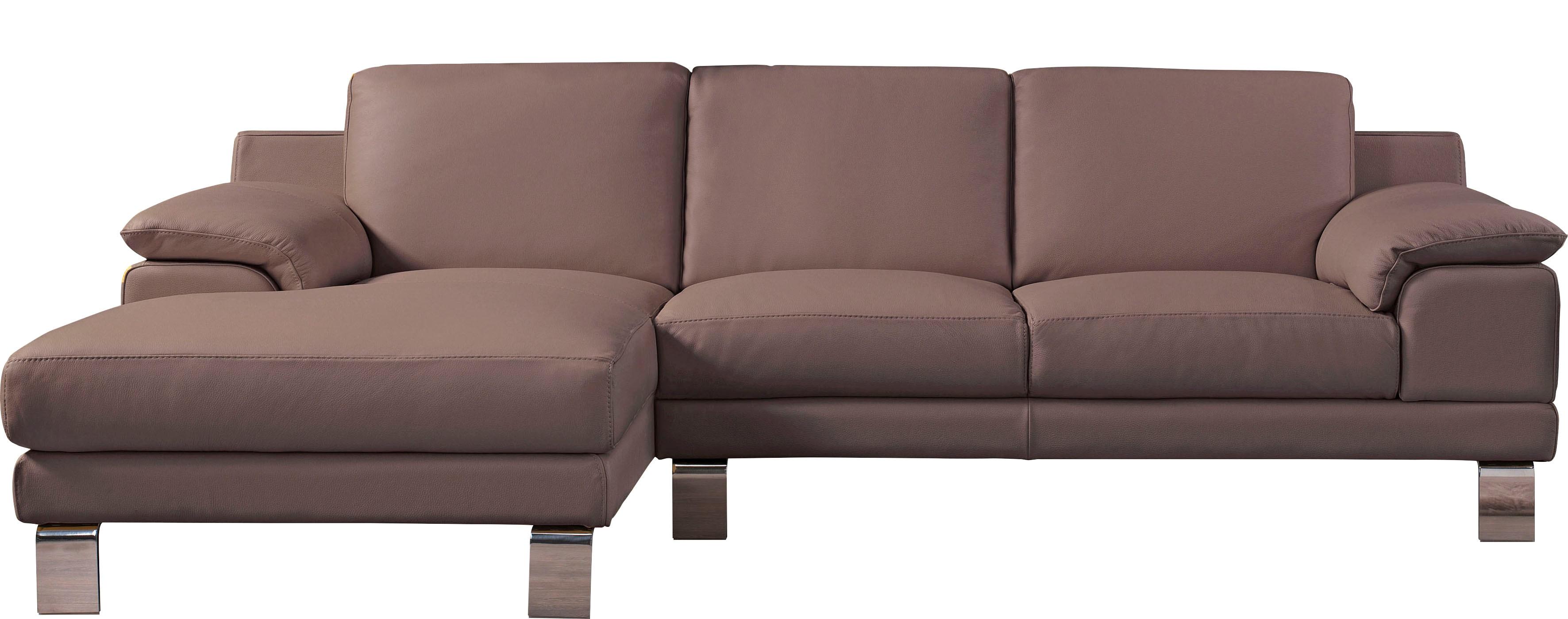 Ecksofa EGOITALIANO "Shakira, Design und super Sitzkomfort auf hohem Niveau, tolle Details", beige (safari), B:236cm H:84cm T:152cm, Leder »BULL« (echtes Rindsleder). Geschliffenes, pigmentiertes und behandeltes Rindsleder mit einer Dicke von 1, 3-