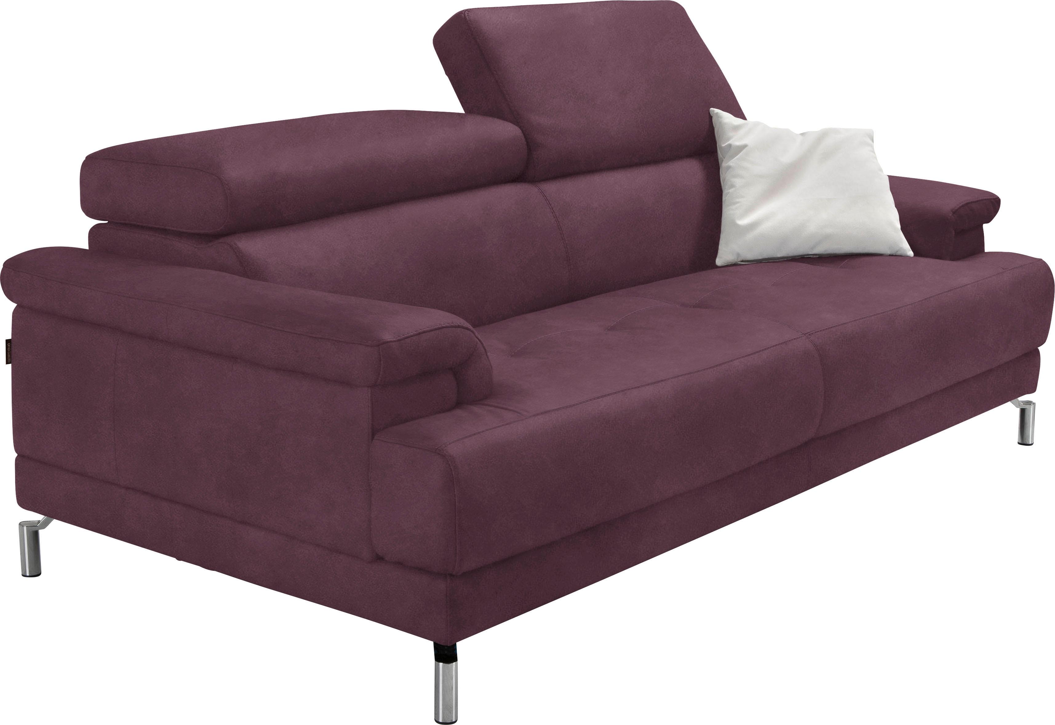2,5-Sitzer EGOITALIANO "Soul, Design und Sitzkomfort auf hohem Niveau, tolle Details", lila (plum), B:200cm H:76cm T:106cm, Sofas, inkl. Kopfteilverstellung für noch mehr Komfort, Designfuß
