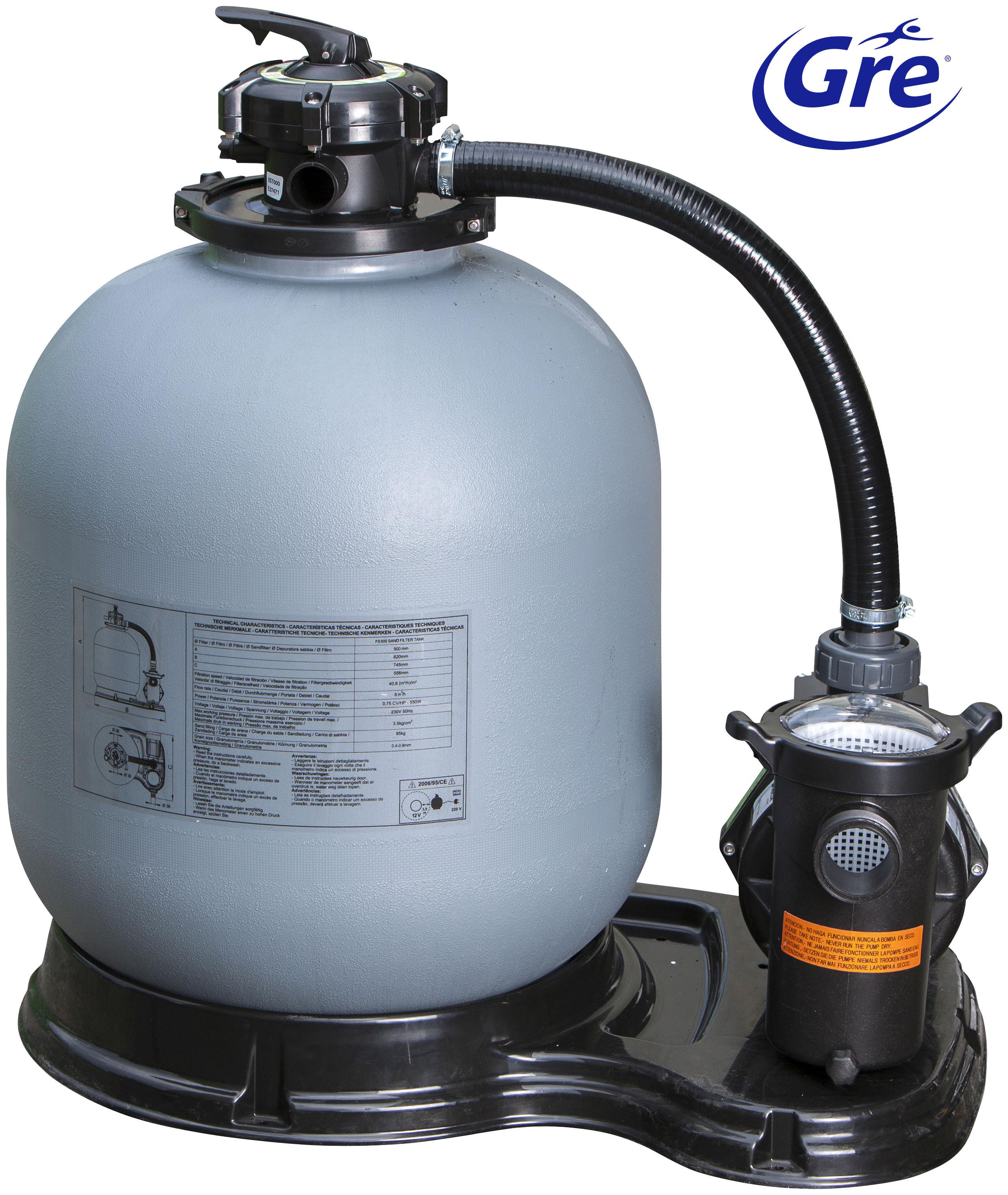 Sandfilteranlage GRE "FS500", grau, B:55,6cm H:82cm L:74,5cm, Kunststoff, Filteranlagen, Samoa Filter, 550 l/h
