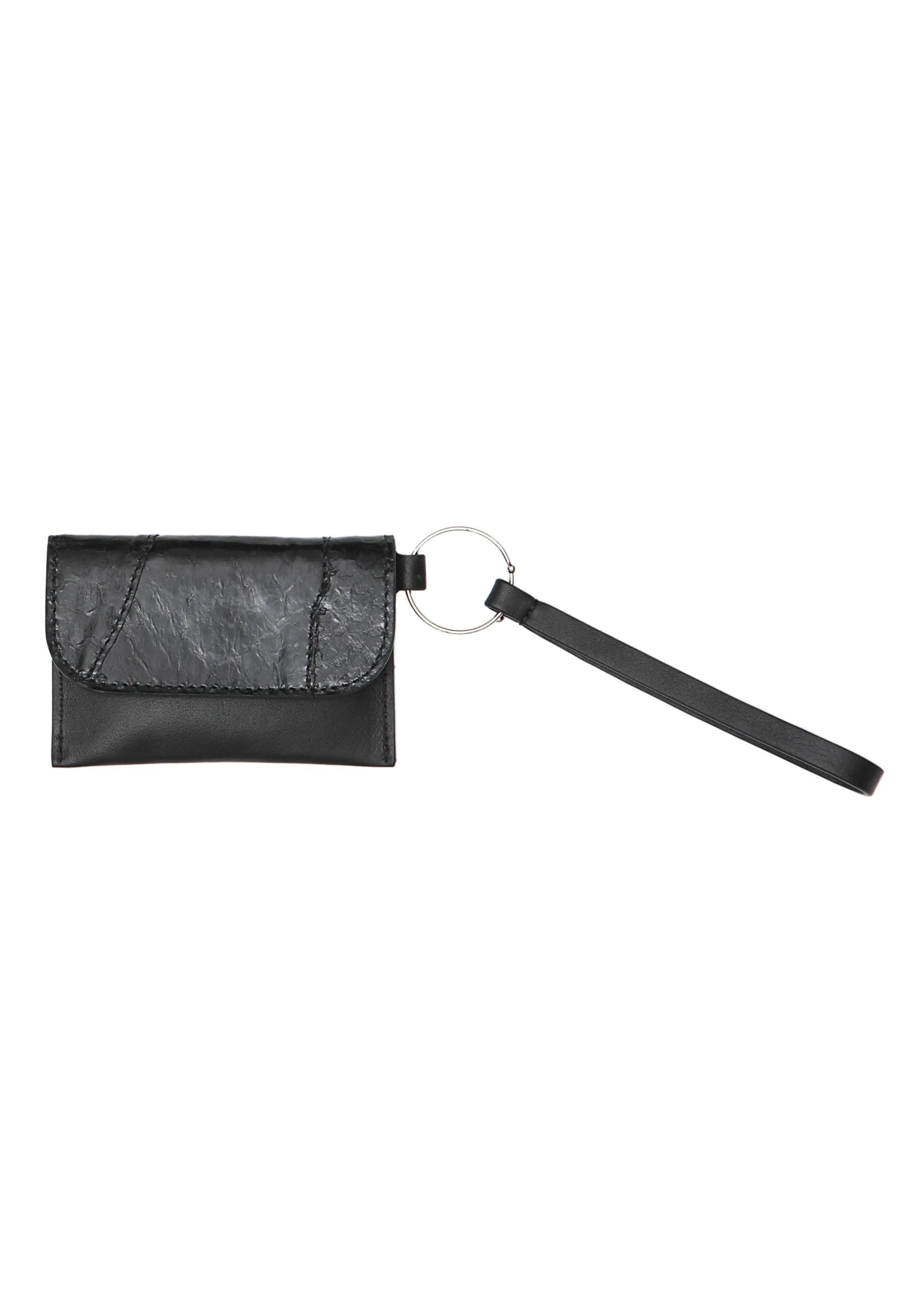Schlüsselanhänger GRETCHEN "Envelope Keyring", schwarz (schwarz, meliert), Schlüsselanhänger, Damen, Leder, Schlüsselanhänger, aus italienischem