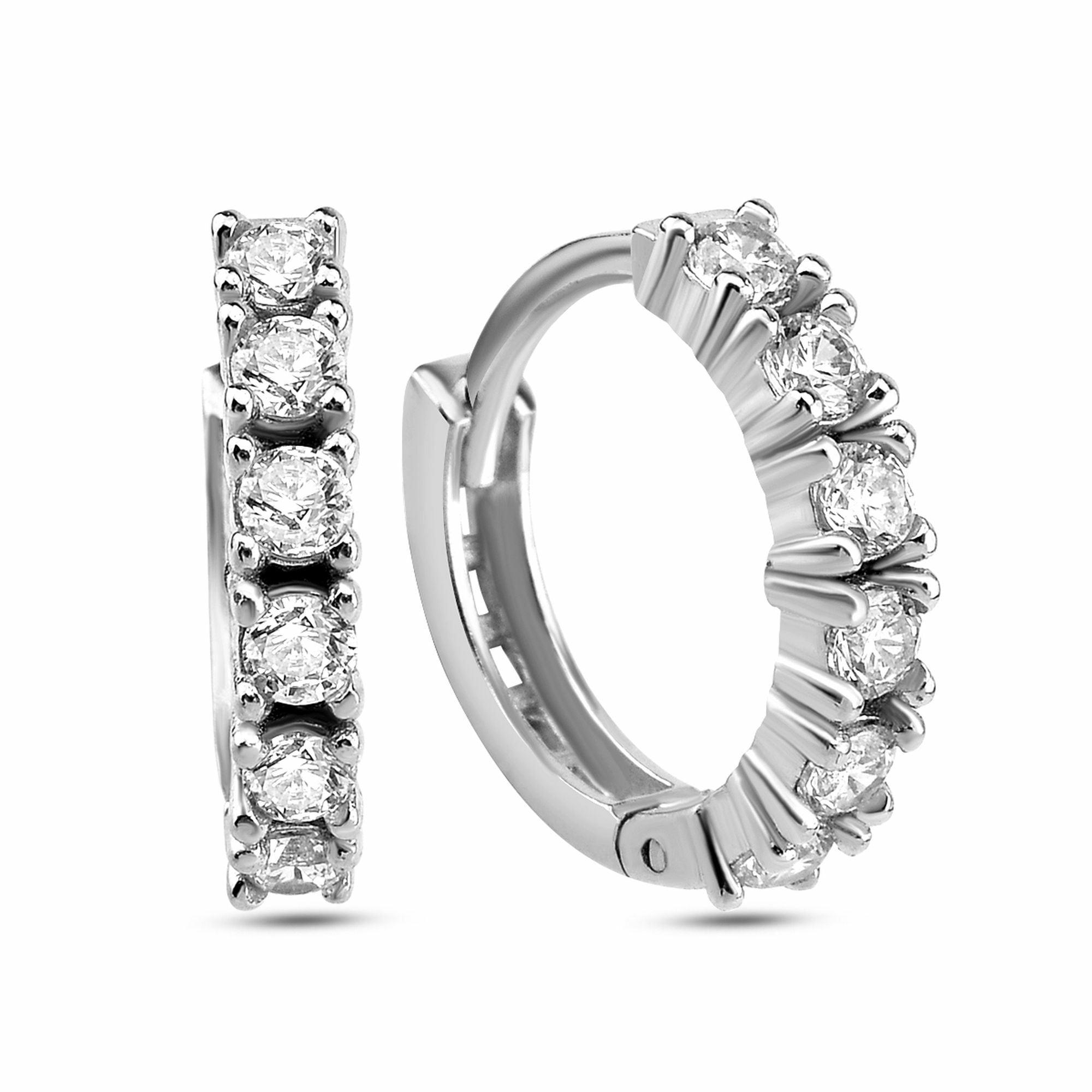 Paar Creolen DKENIZ "925 Silber rhodiniert Zirkonia weiß", silber (silber, weiß), Ohrringe, Damen, one-size, Silber 925 (Sterlingsilber)