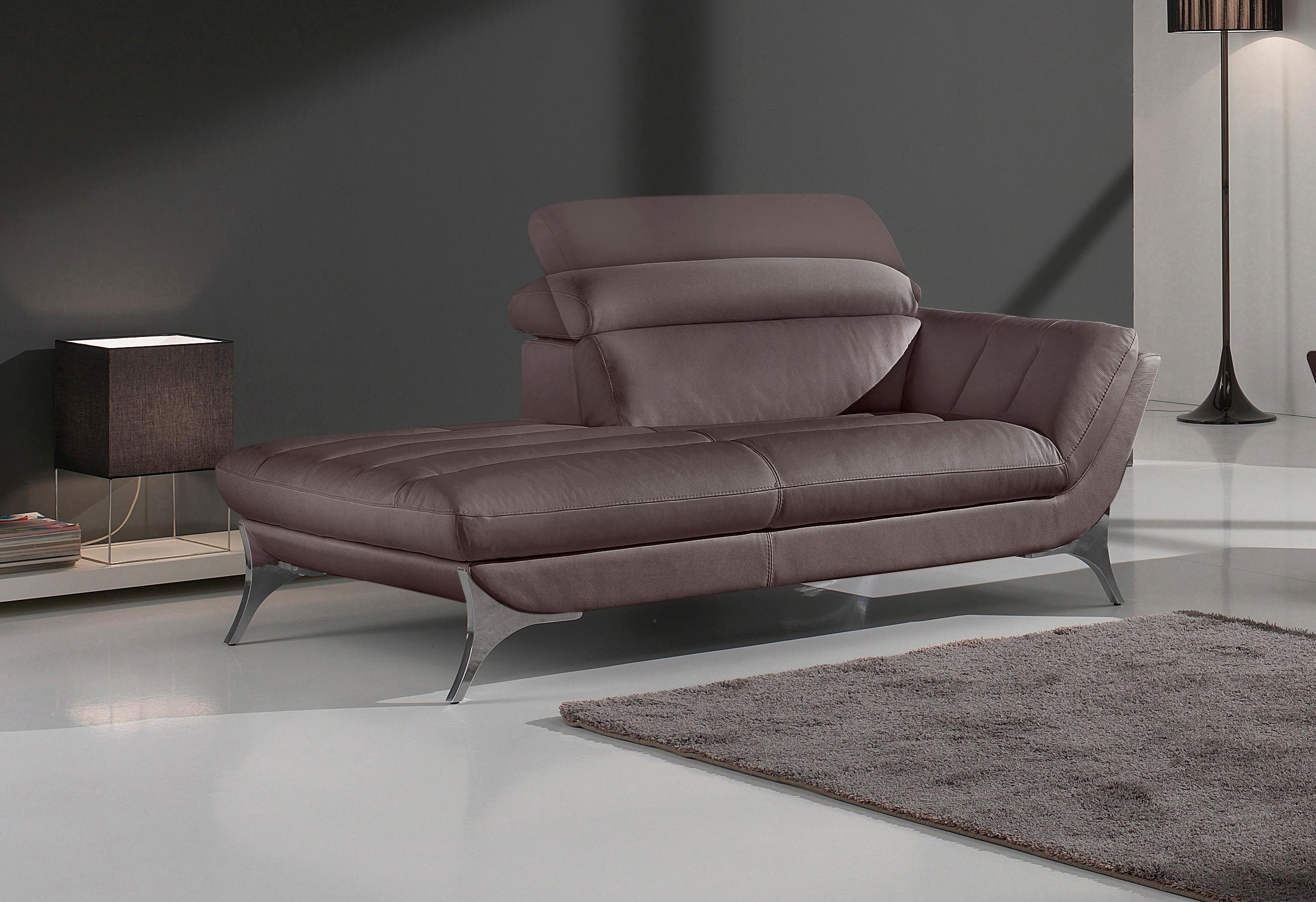 Recamiere EGOITALIANO "Sueli, extravagantes Design und erstklassiger Sitzkomfort", braun (dunkelbraun), B:180cm H:100cm T:110cm, Leder »NUVOLE« (Echtes Rindsleder). Halbnatürliches, halbnarbiges Rindsleder mit einer natürlichen Körnung von 1, 2 