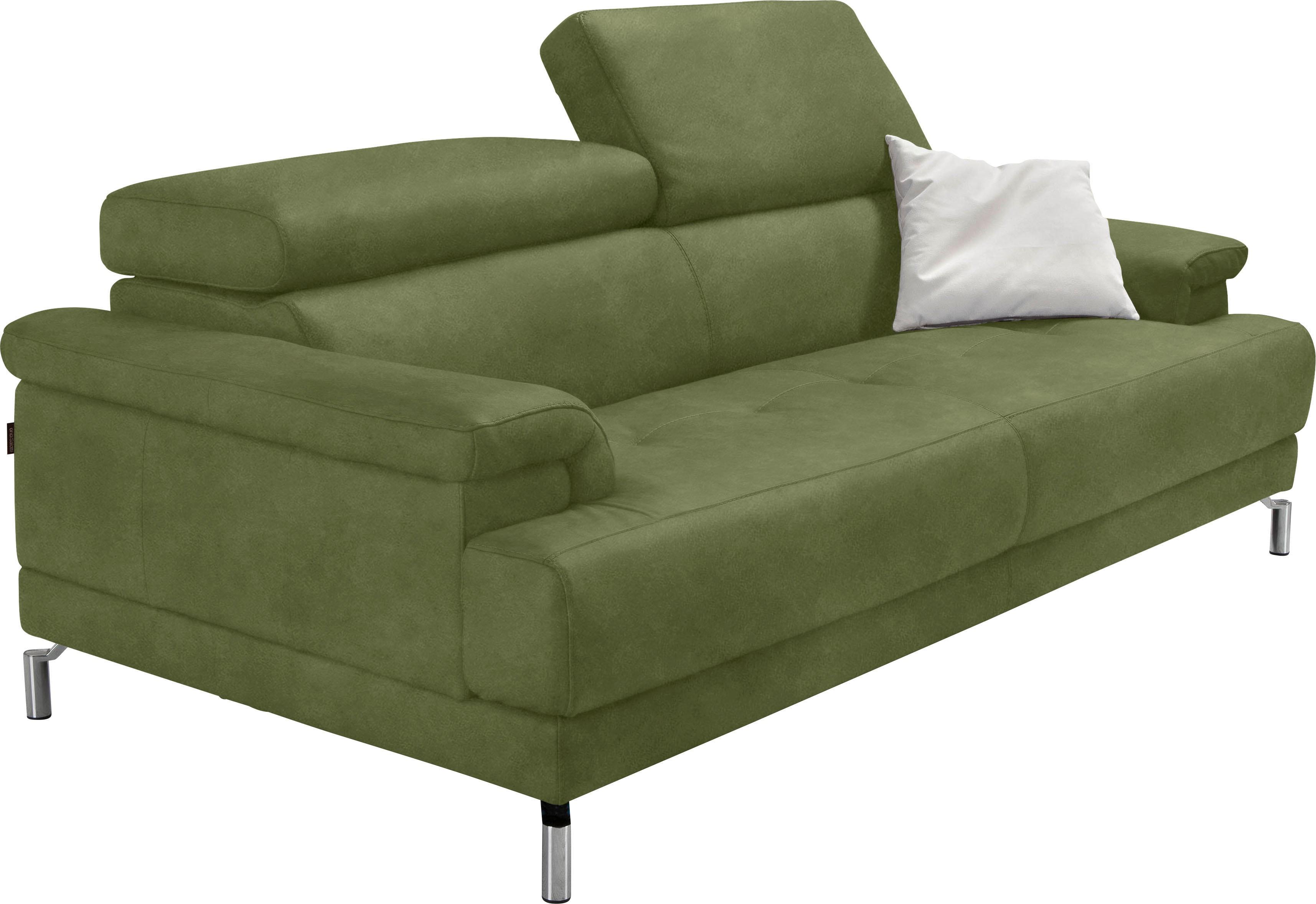 2,5-Sitzer EGOITALIANO "Soul, Design und Sitzkomfort auf hohem Niveau, tolle Details", grün (kiwi), B:200cm H:76cm T:106cm, Sofas, inkl. Kopfteilverstellung für noch mehr Komfort, Designfuß