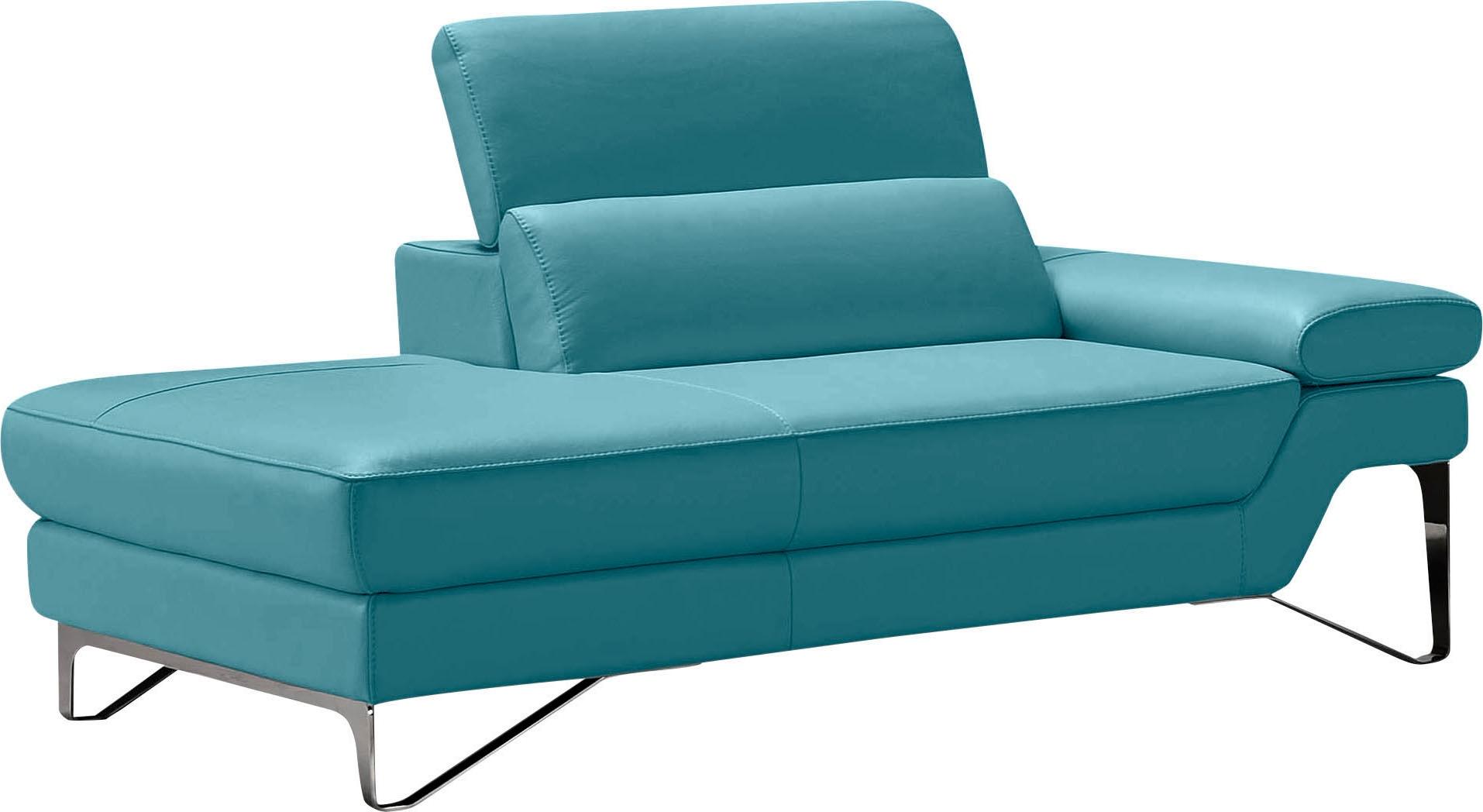 Ottomane EGOITALIANO "Princess, elegantes Designsofa mit erstklassigem Sitzkomfort", blau (türkis), B:177cm H:95cm T:108cm, Leder CAREZZA (echtes Rindsleder) ist ein Naturleder, dass die ursprünglichen Eigenschaften der Haut nicht verändert. Das V