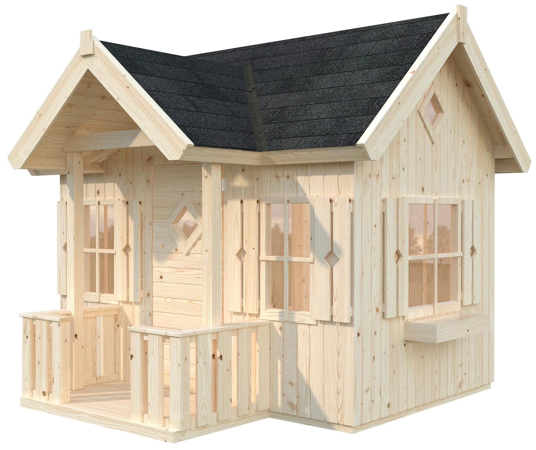 Spielhaus PALMAKO "Jennie 3,6 m²", beige (natur), Spielhäuser, KinderB:266cm H:219cm T:243cm, Holzwerkstoff, Spielhaus, mit Terrasse, B:266cm