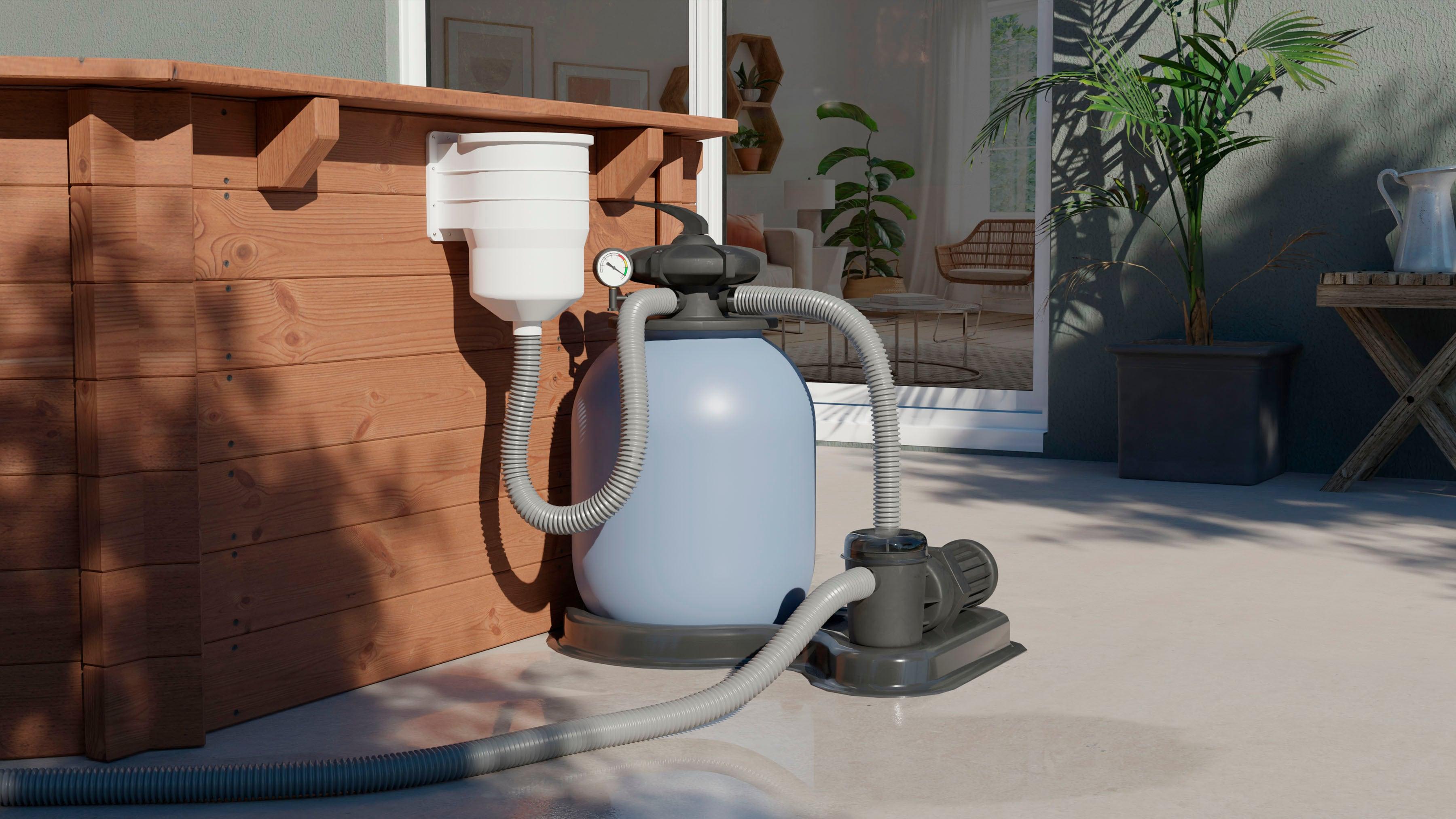 Sandfilteranlage GRE "FS550", grau, B:47cm H:80,5cm L:73cm, Kunststoff, Filteranlagen, Sandfilter, 10.000 l/h