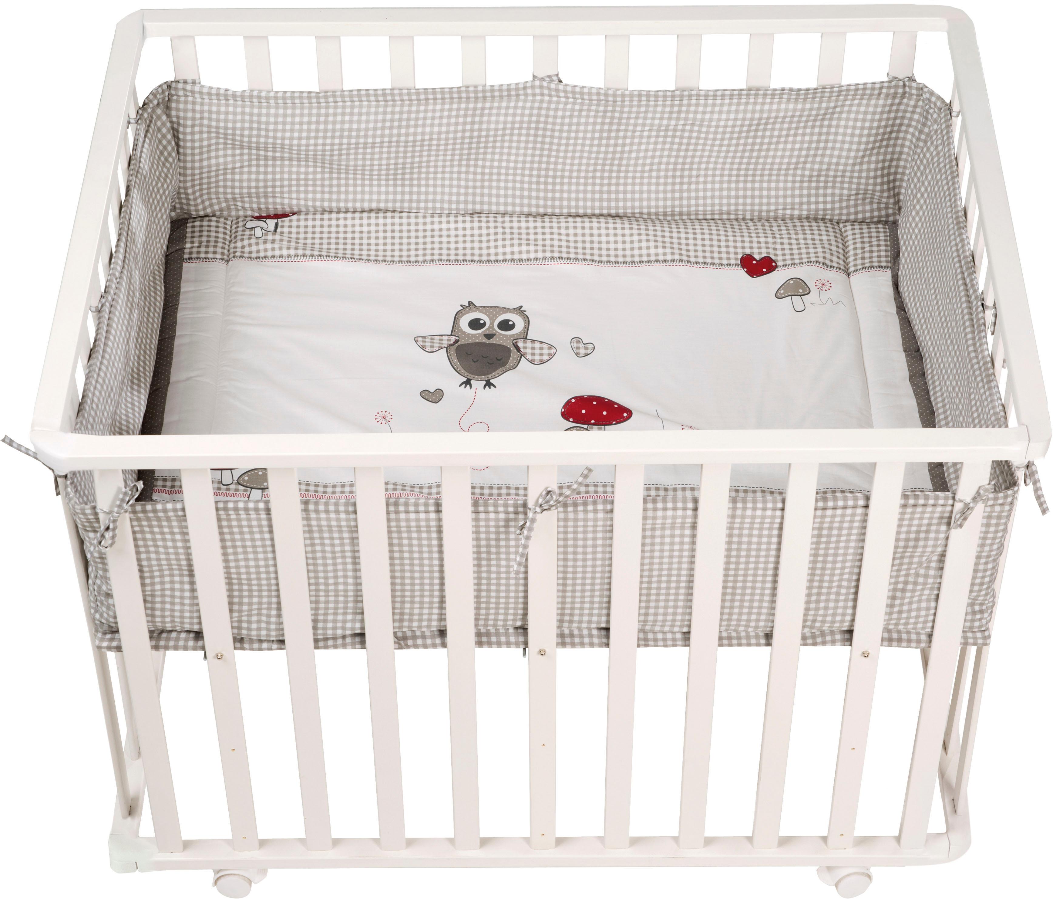 Laufgitter ROBA "Adam & Eule, weiß, 75x100 cm", Baby, weiß, Laufställe Laufgitter, mit Stoffeinlage; Rollen, höhenverstellbar