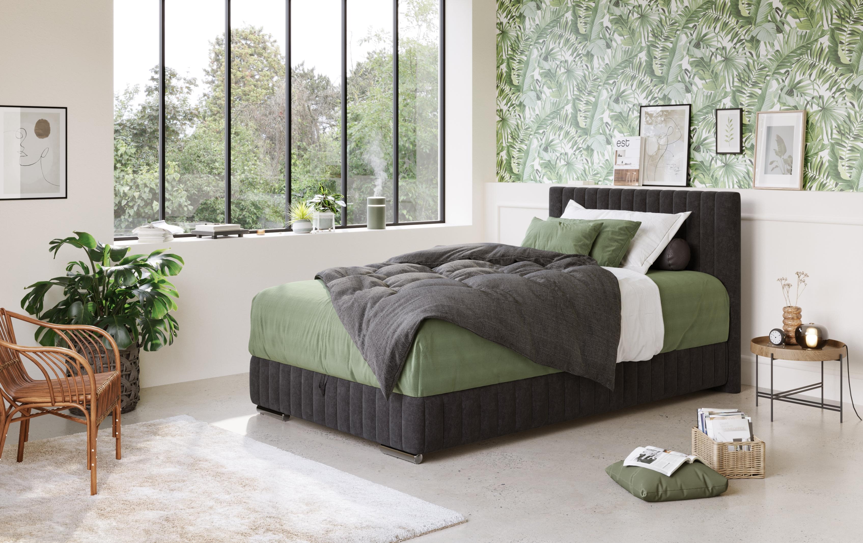 Boxbett COTTA "BEETLE inkl.Bettkasten & 7-Zonen-TFK-Federkernmatratze", schwarz, B:148cm L:210cm, 100% POLYESTER (PES), Komplettbetten, mit