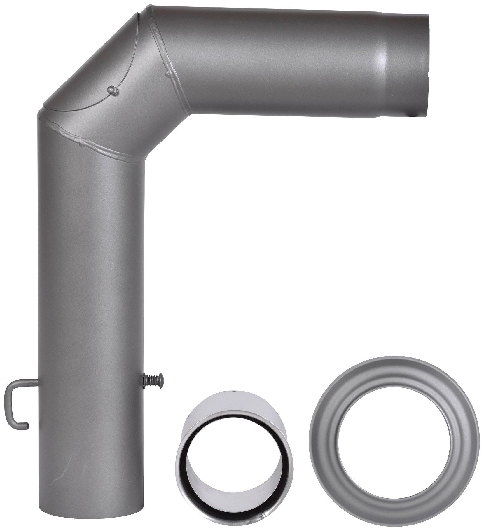 Ofenrohr FIREFIX, grau, B:14cm H:60cm L:45cm, Stahlblech, Rohre, Stahlblech, mit Drosselklappe